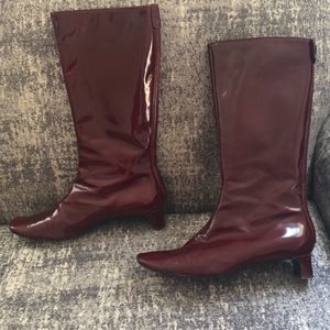Marc Jacobs maroon patent leather boots
